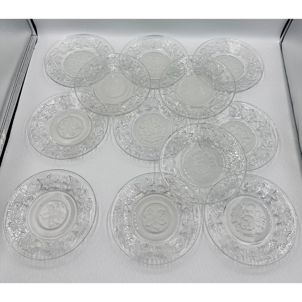 Fantasia Princess House 12pc Clear & Frosted Glass Dessert Bread Side Plates